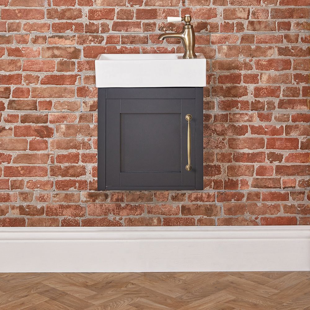 Milano Thornton - 400mm Wall Hung Traditional Cloakroom Vanity Unit with Basin - Choice of Finish and Handles