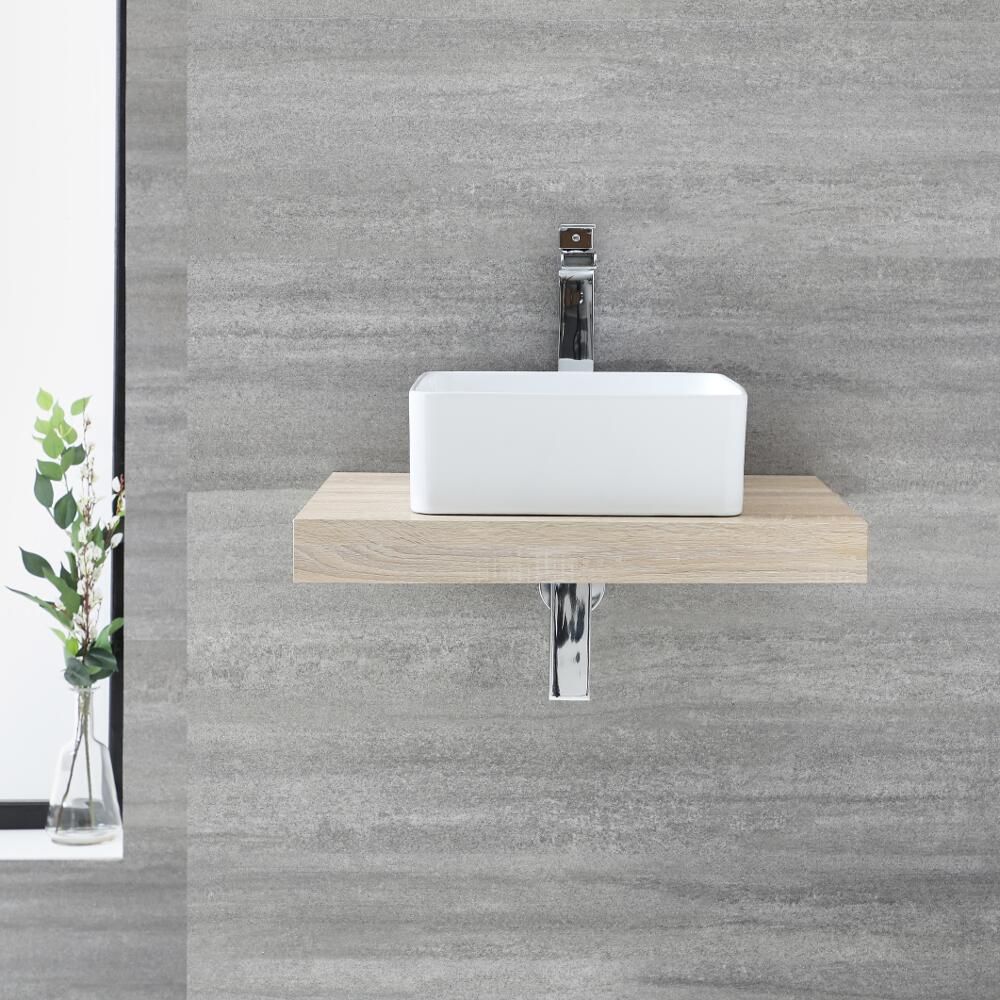 Oak Floating Shelf & Counter Top Basin