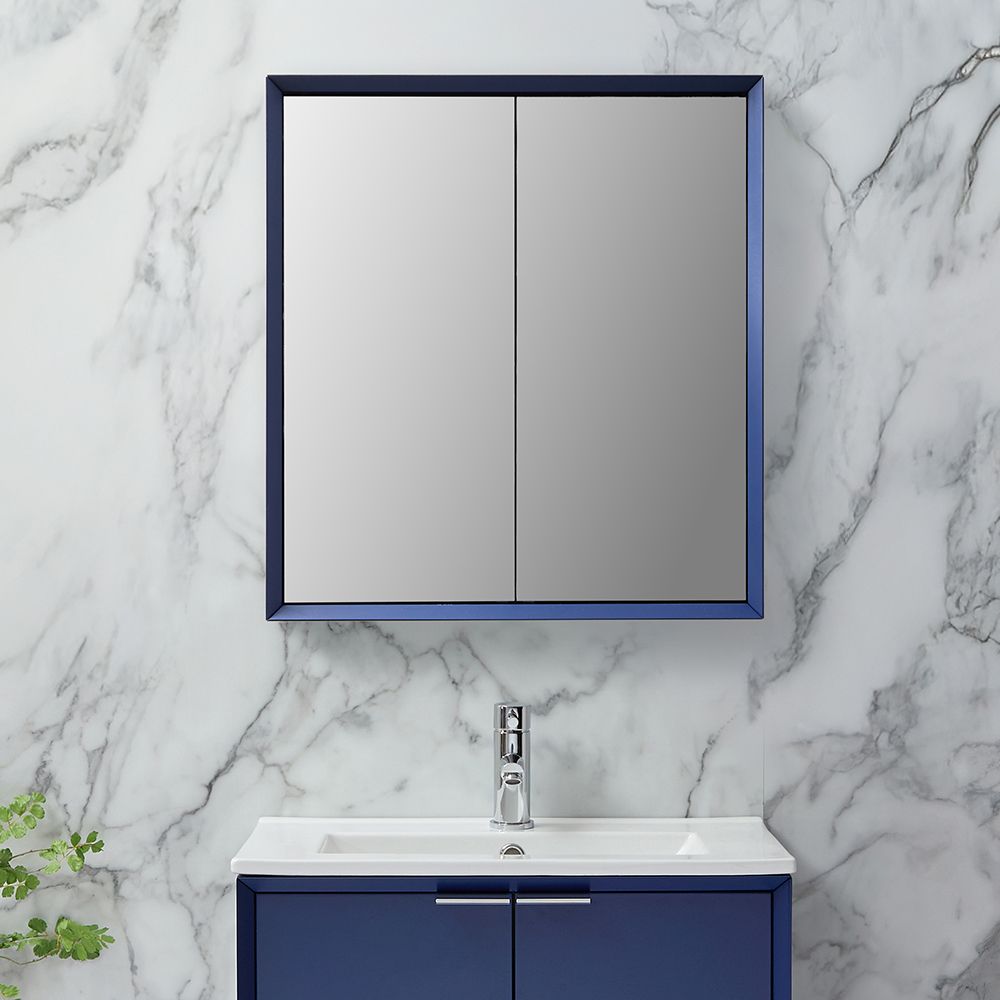 Milano Edge - Modern Mirrored Cabinet - 600mm x 650mm - Choice of Finish