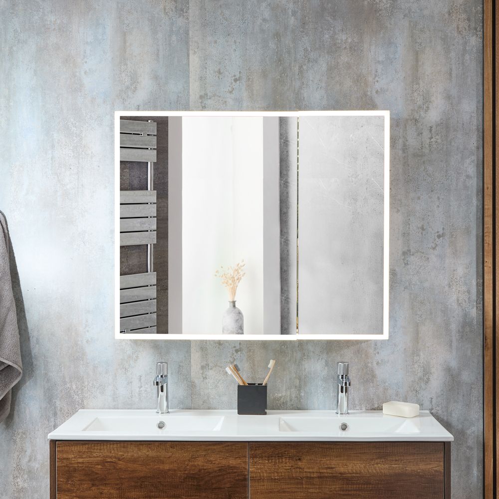 Milano Amelia - Modern LED Mirrored Cabinet - 900mm x 750mm