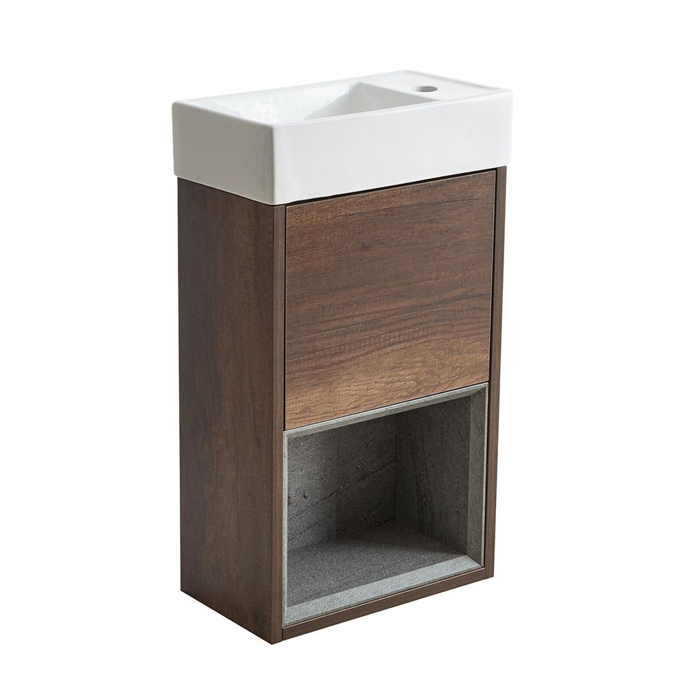 Milano Bexley - 400mm Wall Hung Open Shelf Cloakroom Vanity Unit with ...