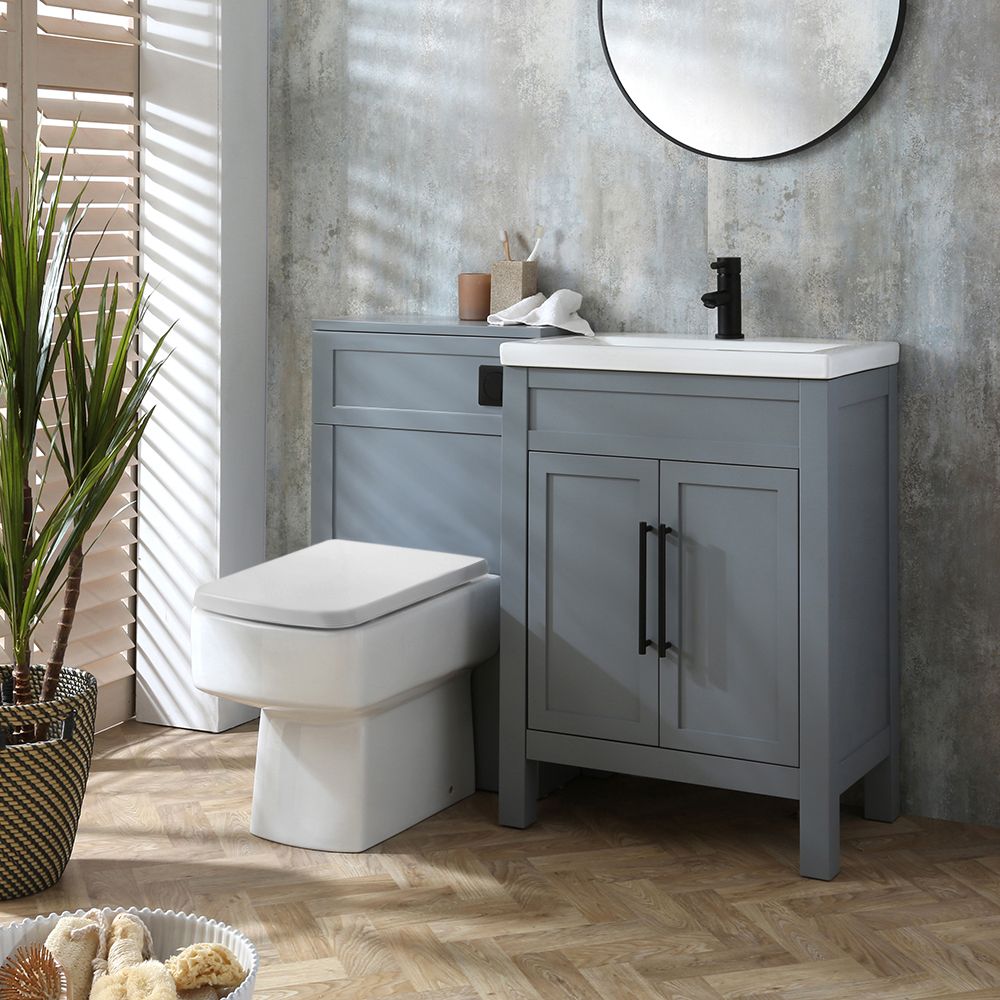 Milano Aston - Light Grey 600mm Traditional Vanity Unit with Basin and ...