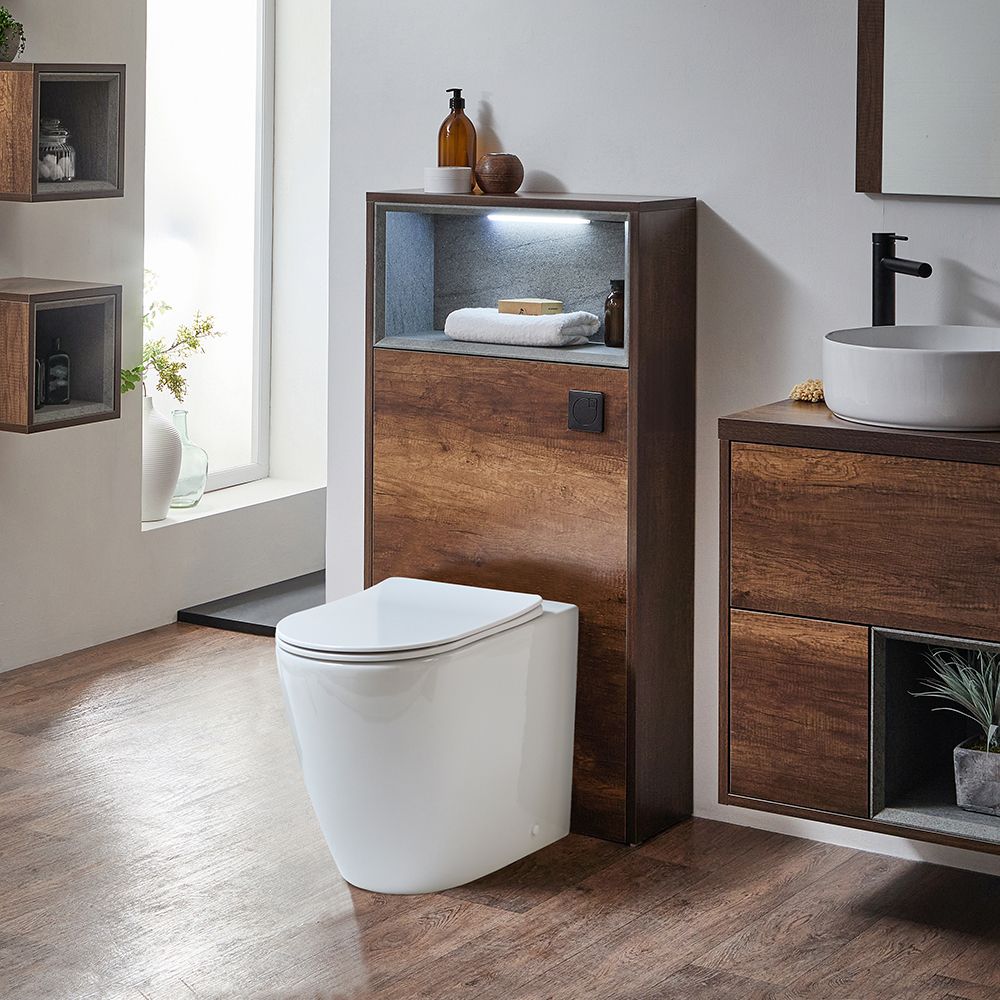 Milano Bexley - 600mm WC Unit with Brunswick Back to Wall Toilet - Choice of Finish and LED Light