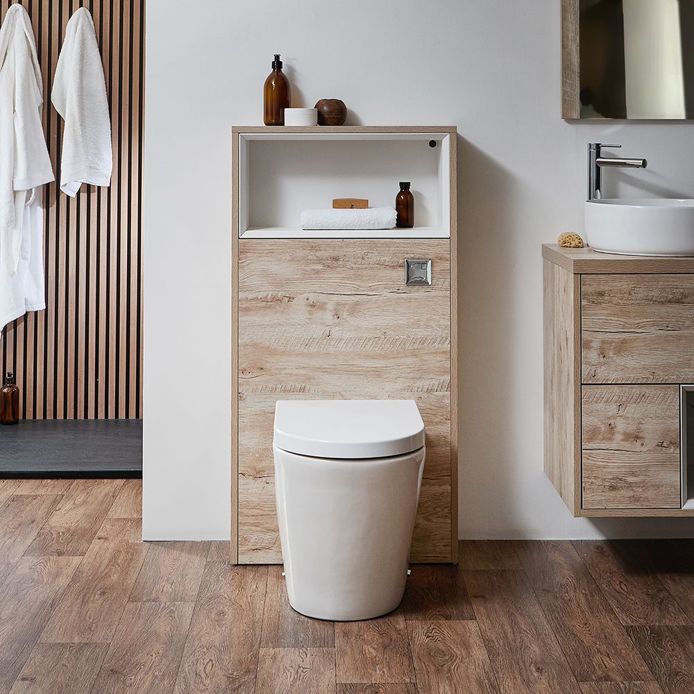 Milano Bexley - 600mm WC Unit with Back to Wall Toilet - Light Oak