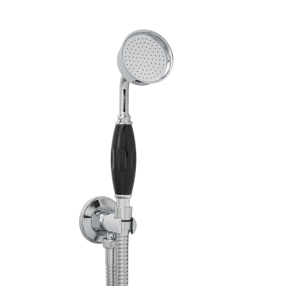 Milano Elizabeth - Traditional Hand Shower with Wall Bracket and Integrated Outlet Elbow - Chrome/Black
