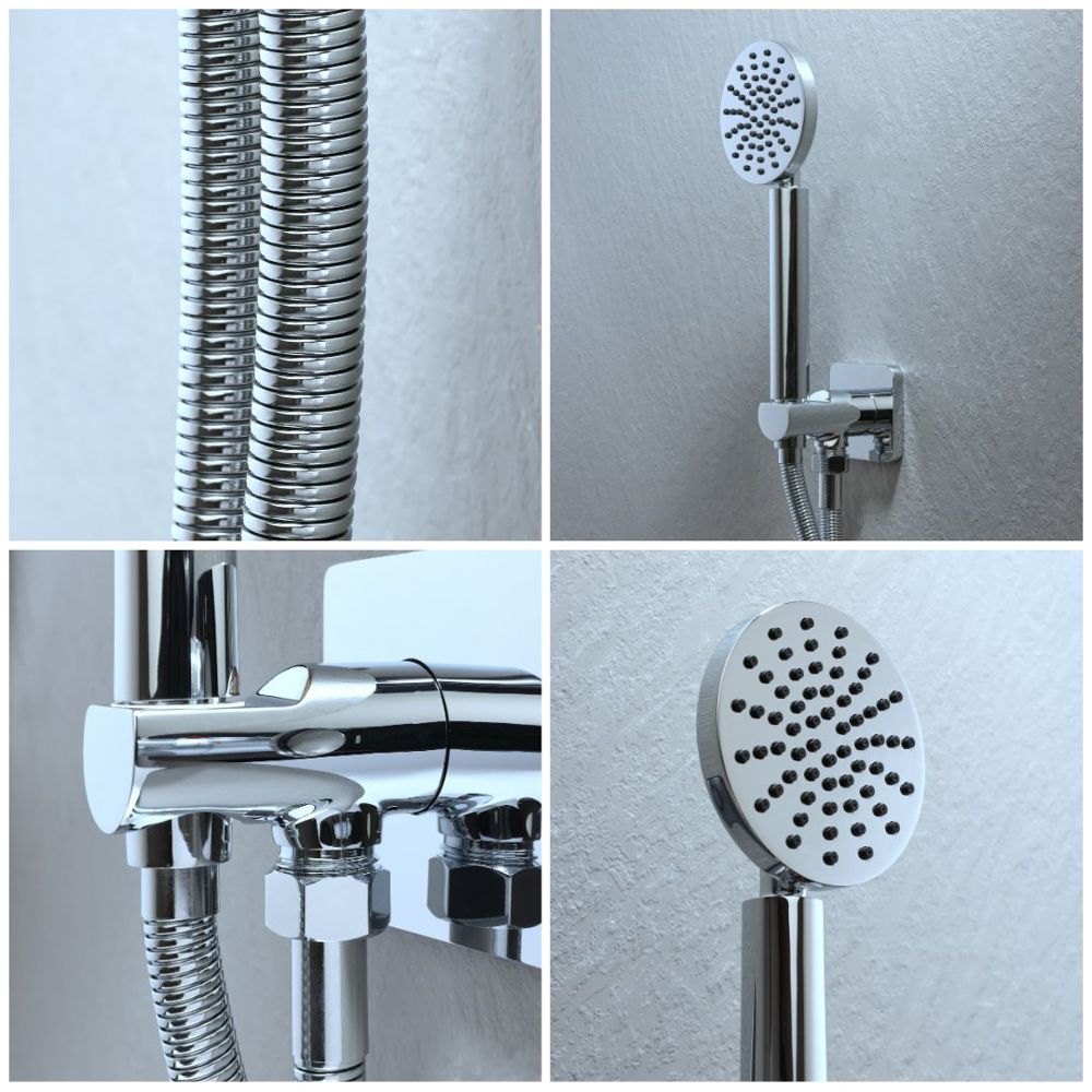 Milano Lune - Modern Hand Shower with Wall Bracket and Outlet Elbow - Choice of Finish
