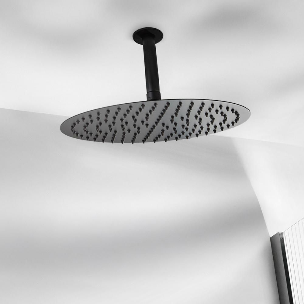 Milano Nero - Modern Round Ceiling Mounted Shower Arm - Black
