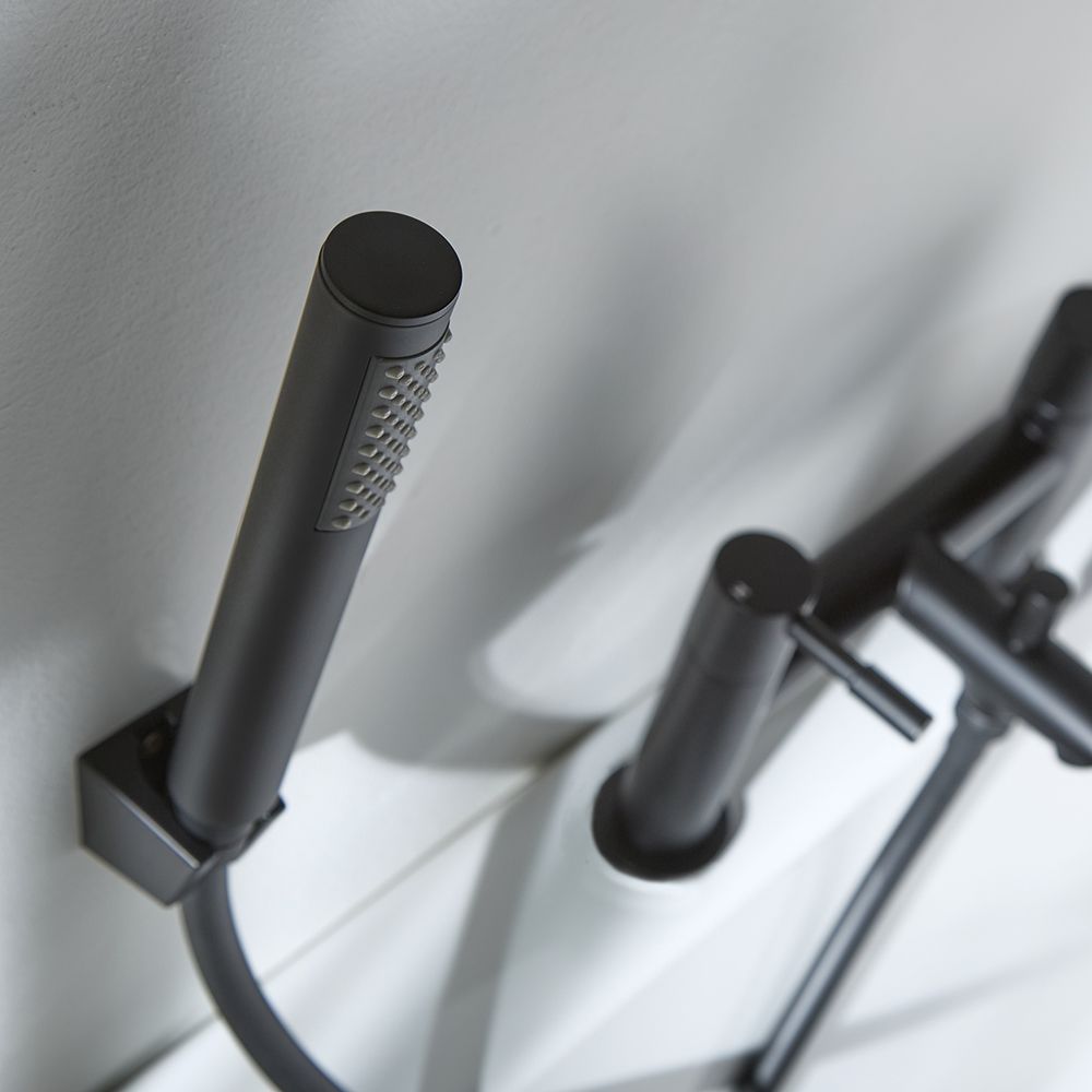 Milano Nero - Modern Bath Shower Mixer Tap with Hand Shower - Black