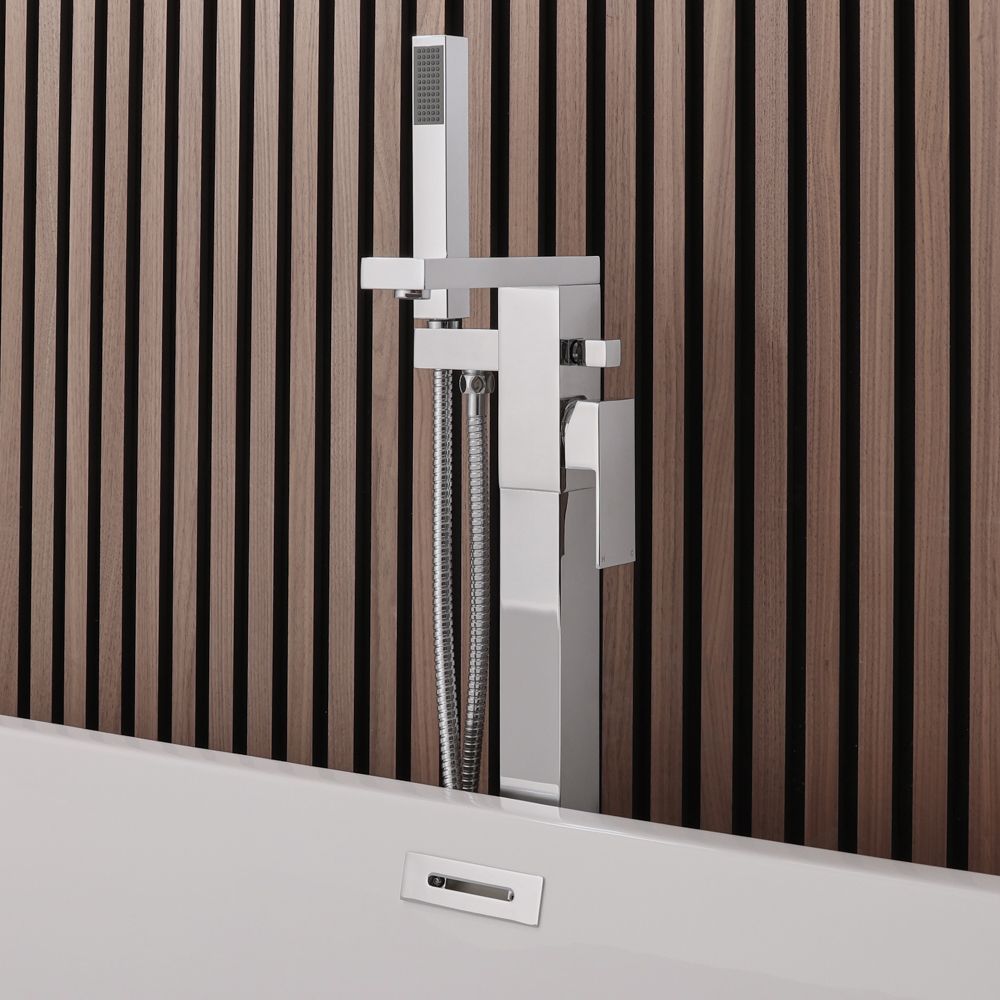 Milano Arvo - Modern Freestanding Bath Shower Mixer Tap and Hand Shower - Chrome