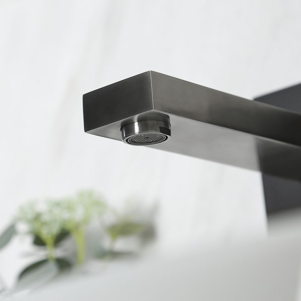 Milano Orno - Modern Wall Mounted Basin Mixer Tap - Gun Metal Grey