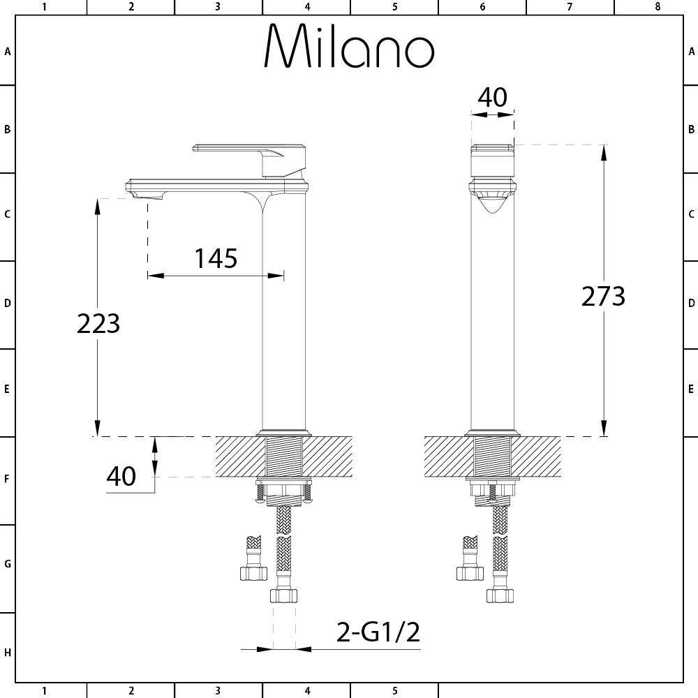Milano Razor Modern Mono Bathroom Basin Mixer Tap Bath Tap Hand Shower Handset Kit - Chrome
