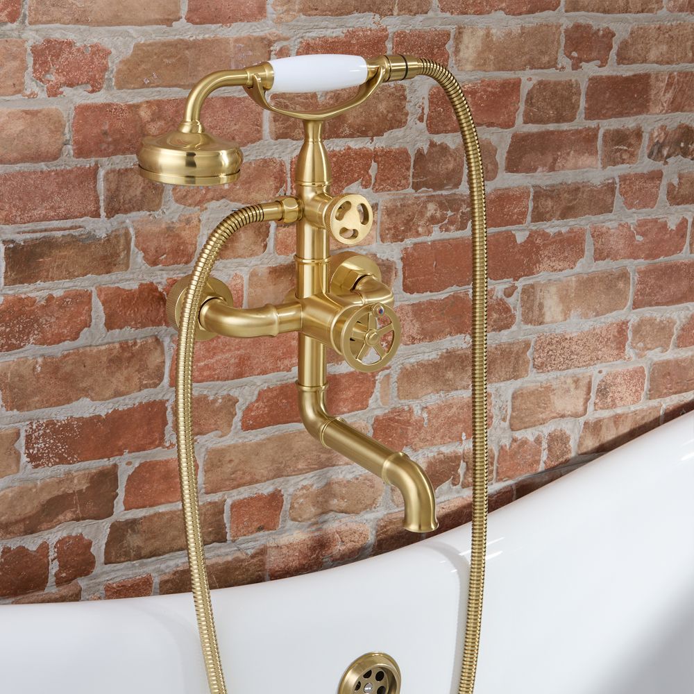 Milano Zandra - Industrial Style Wall Mounted Bath Shower Mixer Tap - Choice of Finish
