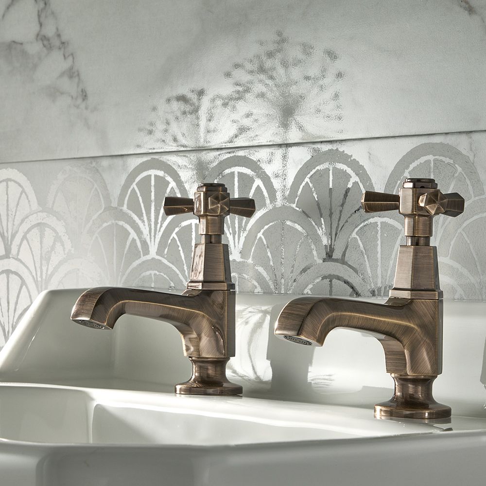 Milano Earlham - Art Deco Basin Pillar Taps - Choice of finish