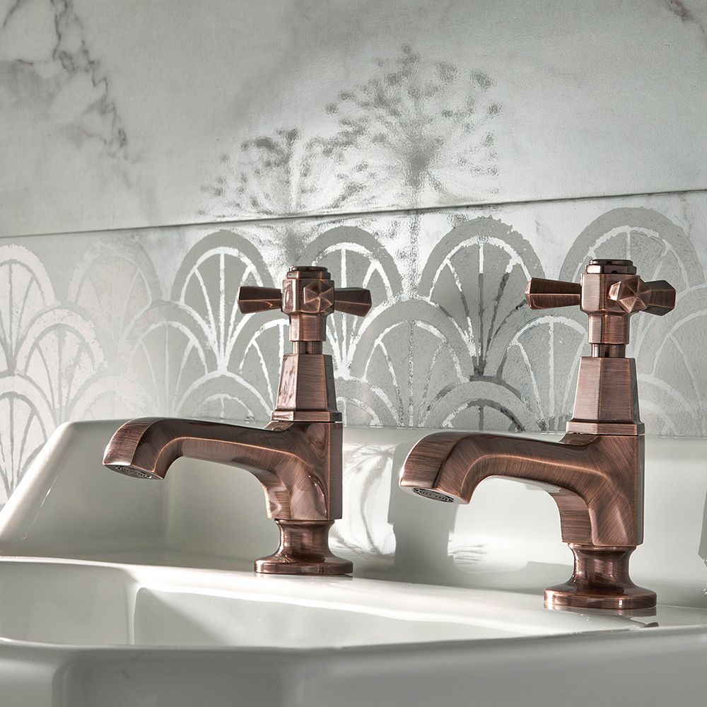 Milano Earlham - Art Deco Basin Pillar Taps - Choice of finish