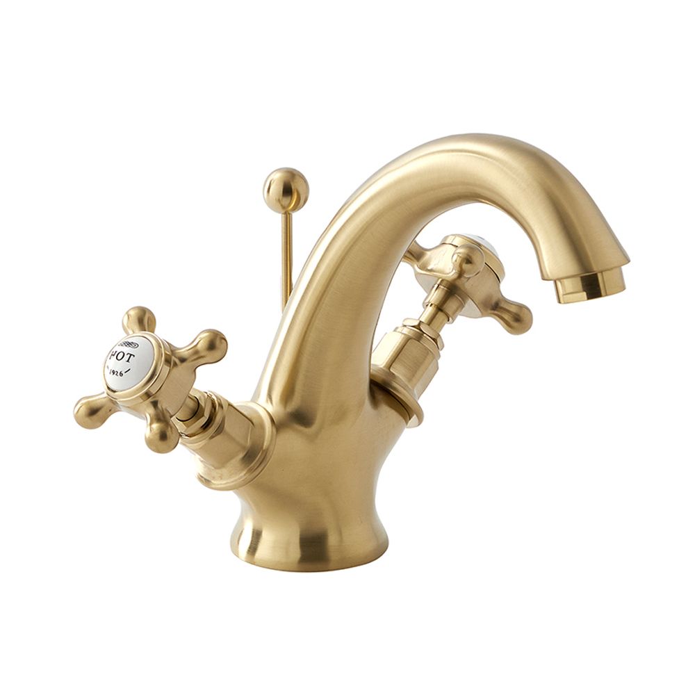 Milano Elizabeth - Traditional Crosshead Mono Basin Mixer Tap - Brushed ...