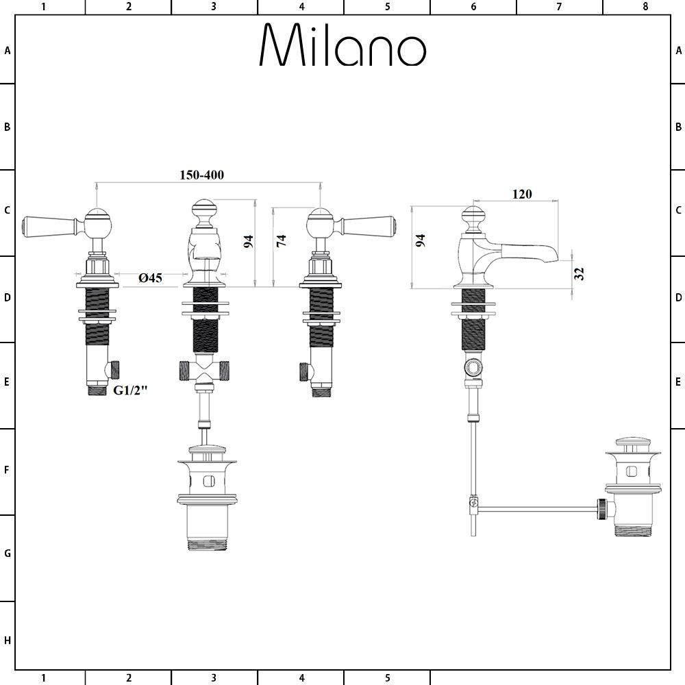 Milano Elizabeth Traditional Mono Bathroom Basin Mixer Tap Lever Milano Elizabeth Traditional Mono Bathroom Basin Mixer Tap Lever
