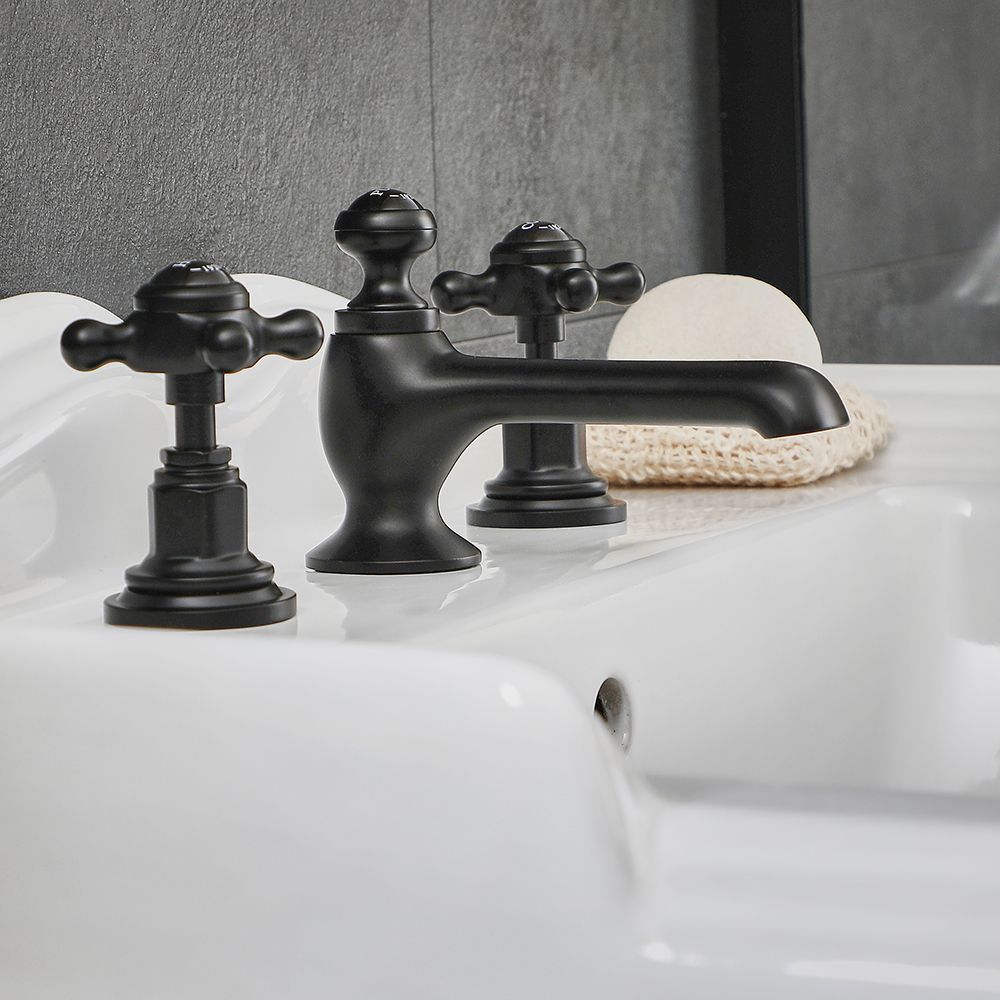 Milano Elizabeth - Traditional Crosshead 3 Tap-Hole Basin Mixer Tap - Choice of Finish