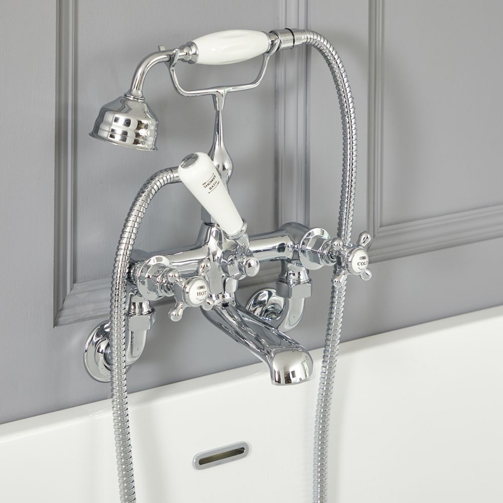 Milano Elizabeth - Traditional Wall Mounted Crosshead Bath Shower Mixer Tap - Choice of Finish