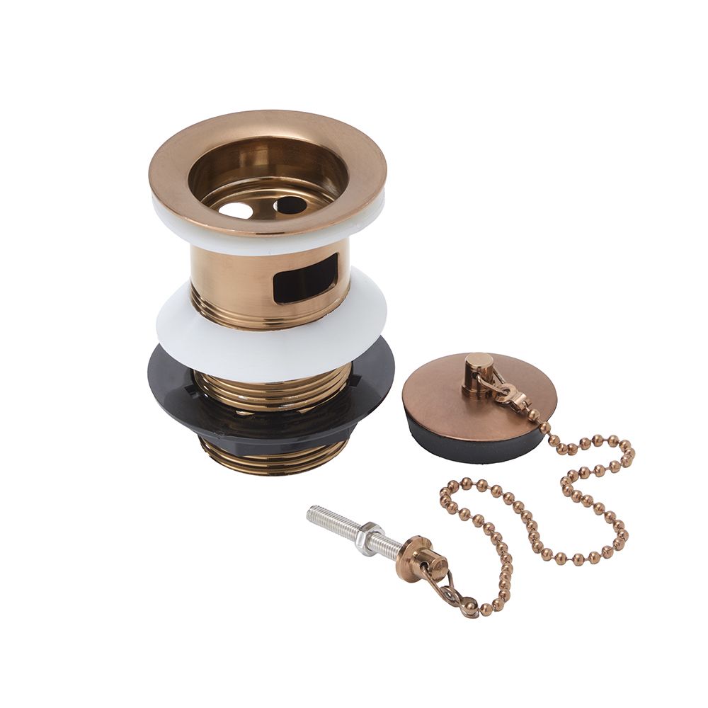 Milano - Traditional Slotted Basin Waste with Chain - Brushed Copper