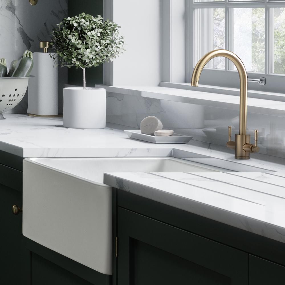 Rangemaster Classic - Single Bowl Fireclay Ceramic Belfast Kitchen Sink - 595mm x 475mm