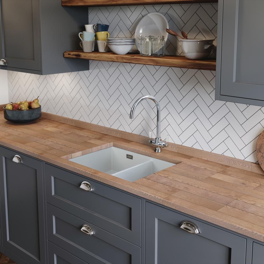 Rangemaster Rustique - 1.5 Bowl Fireclay Ceramic Kitchen Sink - 595mm x 460mm