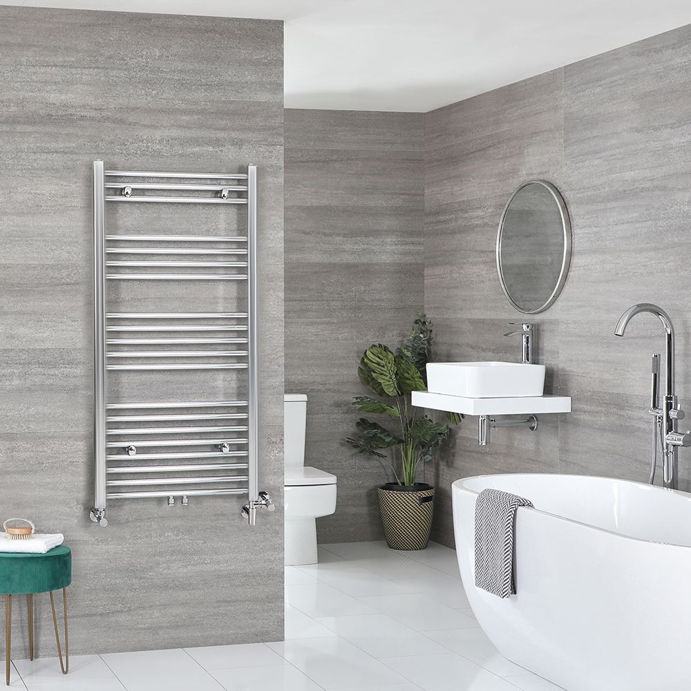 Milano Neva Dual Fuel - Chrome Heated Towel Rail - 1188mm x 500mm