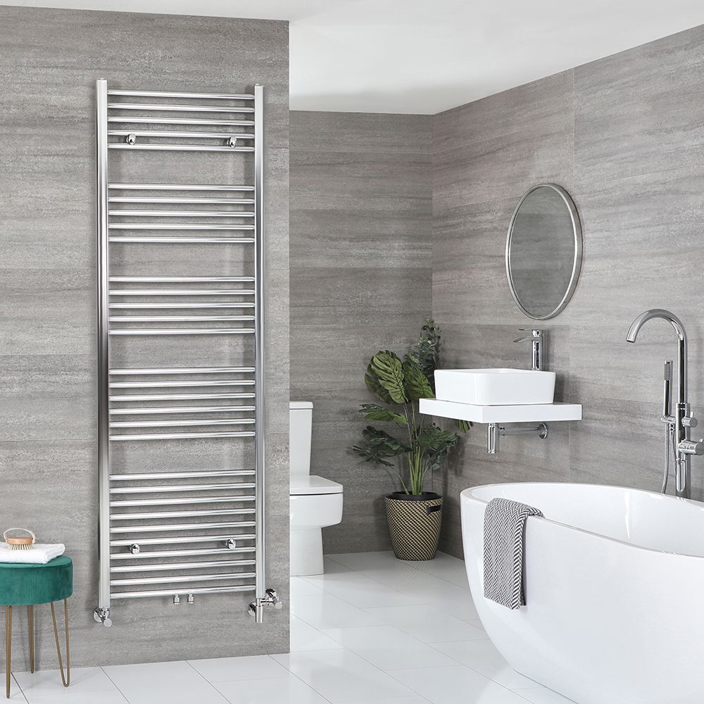 Milano Neva Dual Fuel - Chrome Heated Towel Rail - 1785mm x 600mm