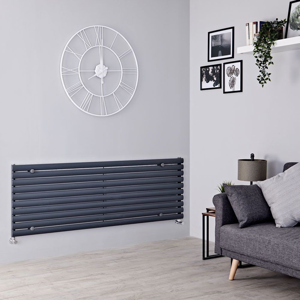 Milano Aruba - Anthracite Horizontal Designer Radiator - 590mm x 1600mm (Single Panel)