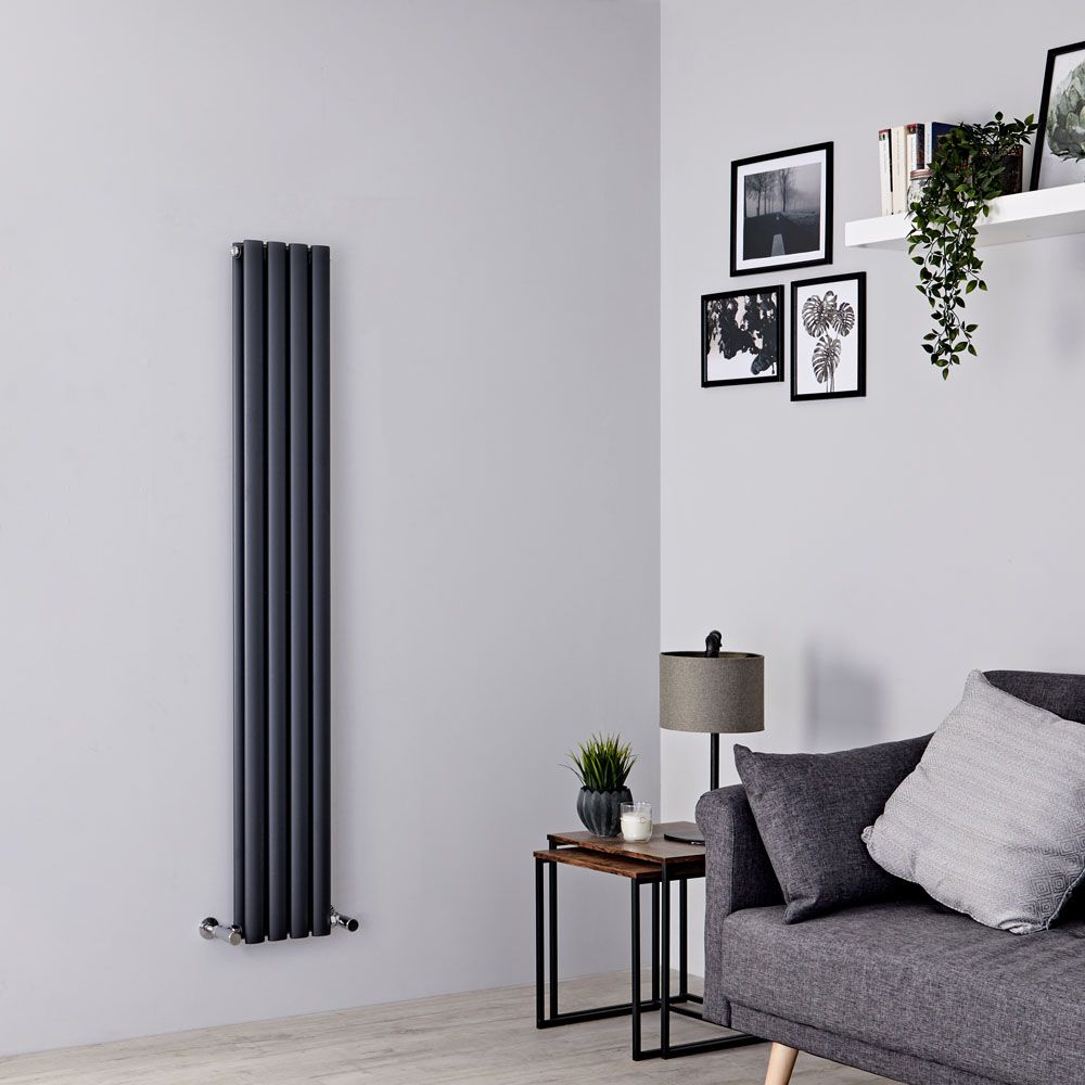 Milano Aruba Slim - Anthracite Space-Saving Vertical Designer Radiator - 1600mm x 236mm (Double Panel)
