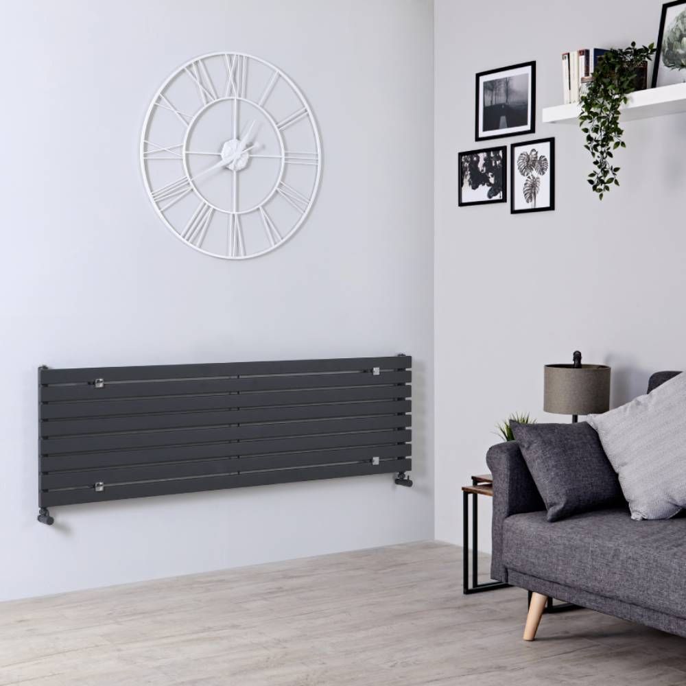 Milano Capri - Anthracite Flat Panel Horizontal Designer Radiator - 472mm x 1600mm (Single Panel)