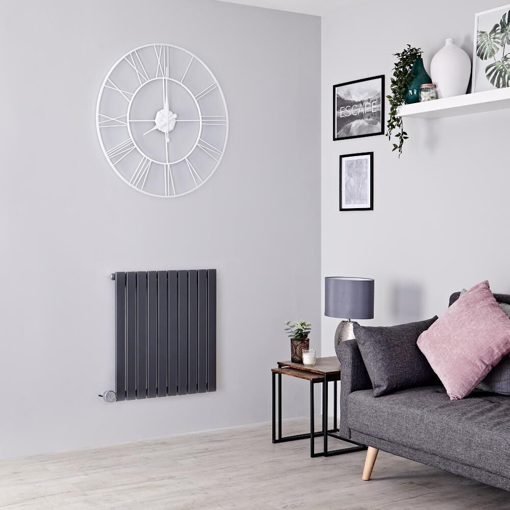 Milano Capri Electric - Anthracite Flat Panel Horizontal Designer Radiator - 635mm x 590mm (Single Panel)
