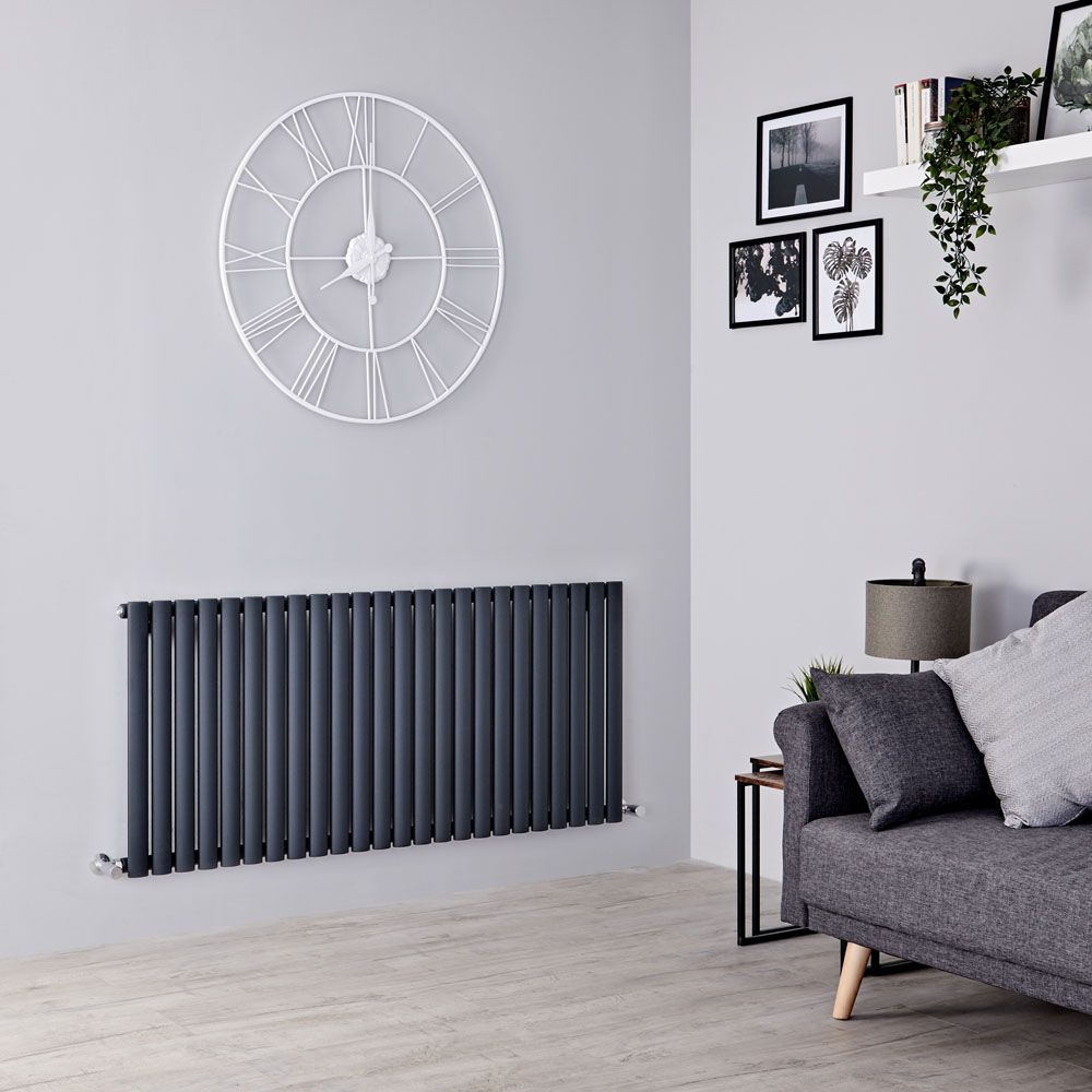 Milano Aruba - Anthracite Horizontal Designer Radiator - 635mm x 1416mm (Single Panel)