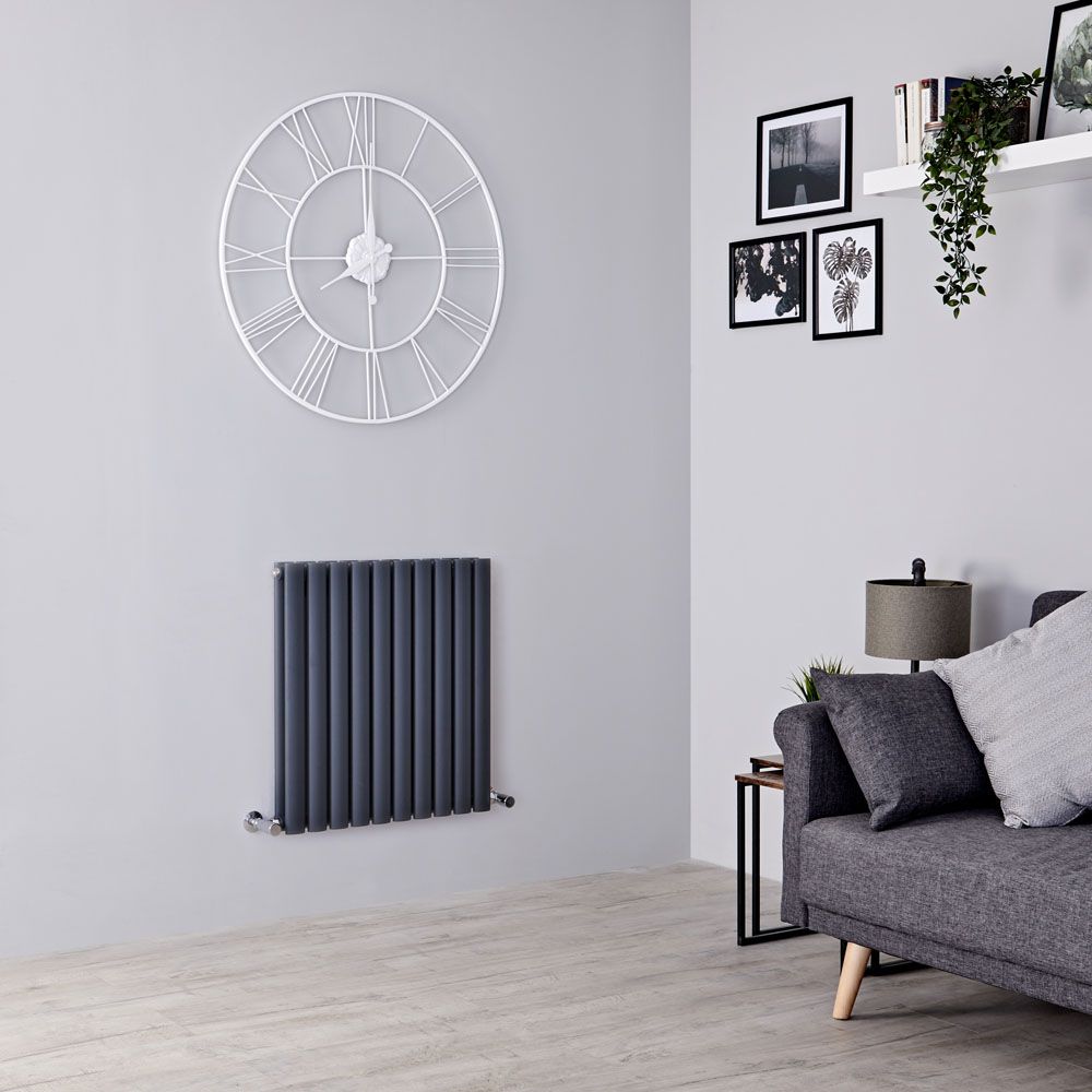 Milano Aruba - Anthracite Horizontal Designer Radiator - 635mm x 590mm (Double Panel)