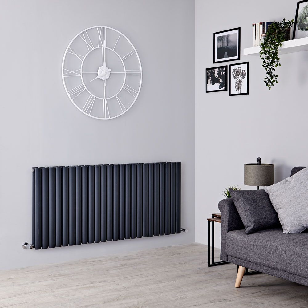 Milano Aruba - Anthracite Horizontal Designer Radiator - 635mm x 1416mm (Double Panel)