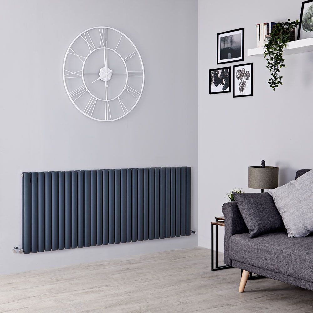 Milano Aruba - Anthracite Horizontal Designer Radiator - 635mm x 1652mm (Double Panel)