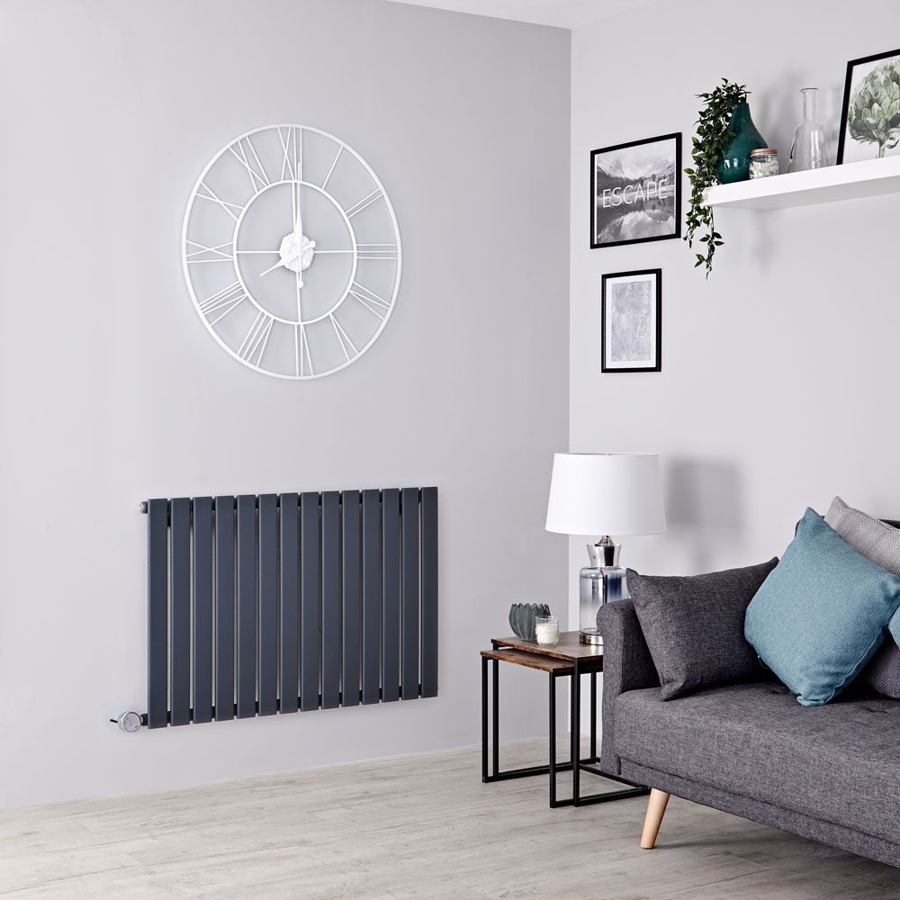 Milano Alpha Electric - Anthracite Horizontal Flat Panel Designer Radiator - 635mm x 980mm (Single Panel)