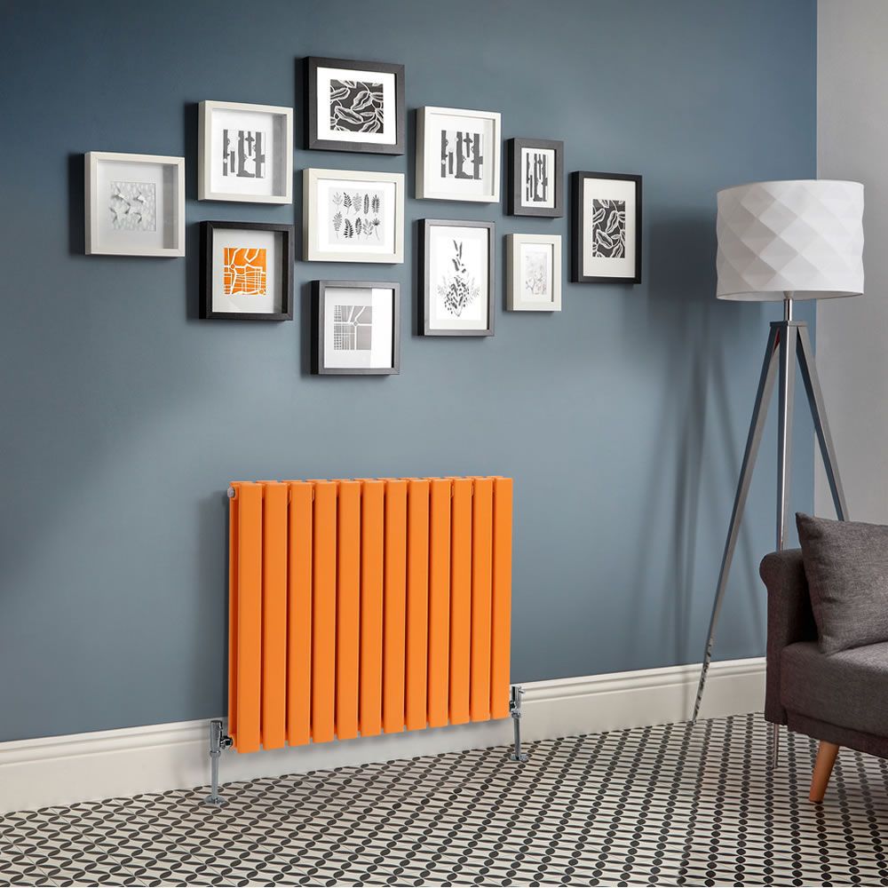 Milano Alpha - Sunset Orange Horizontal Flat Panel Designer Radiator - 635mm Tall (Double Panel) - Choice Of Width