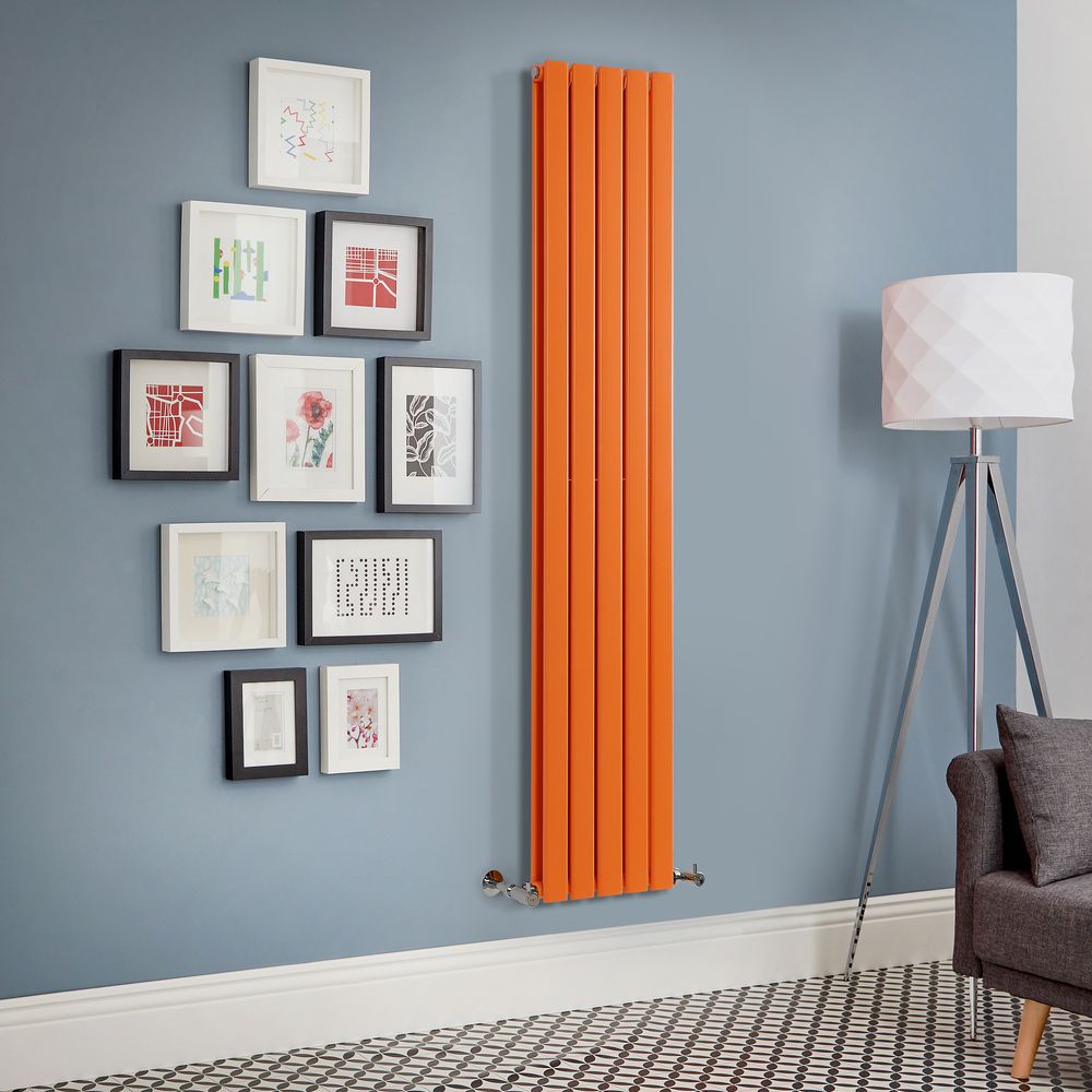 Milano Alpha - Sunset Orange Vertical Flat Panel Designer Radiator - 1780mm Tall (Double Panel) - Choice Of Width
