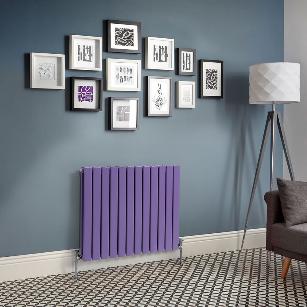 Milano Alpha - Lush Purple Horizontal Flat Panel Designer Radiator - 635mm Tall (Double Panel) - Choice Of Width