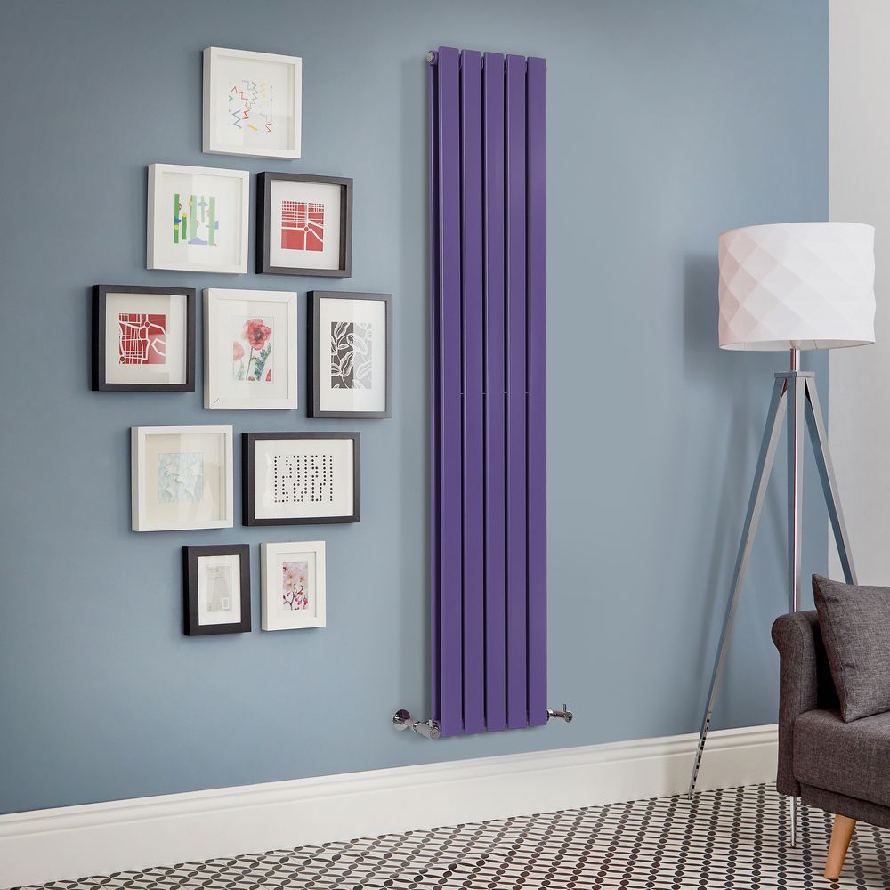 Milano Alpha - Lush Purple Vertical Flat Panel Designer Radiator - 1780mm Tall (Double Panel) - Choice Of Width