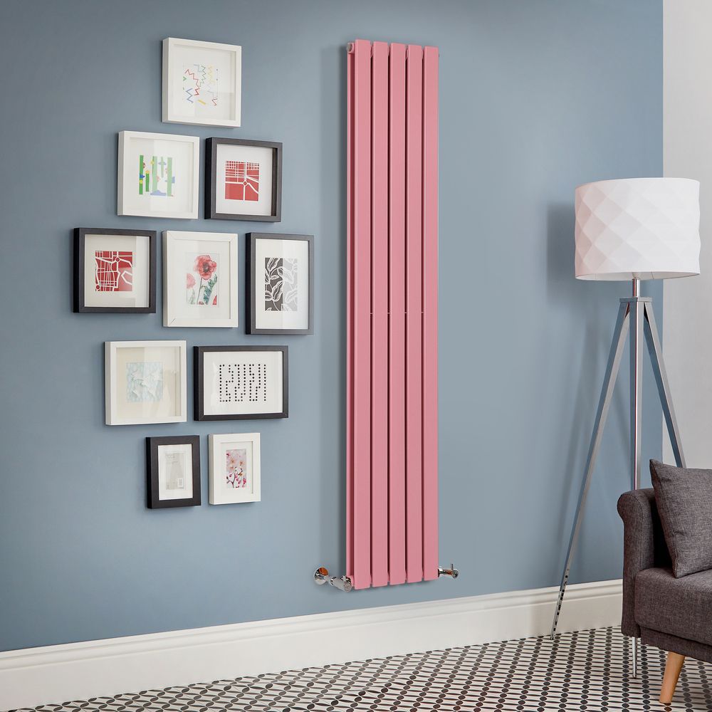 Milano Alpha - Camellia Pink Vertical Flat Panel Designer Radiator - 1780mm Tall (Double Panel) - Choice Of Width