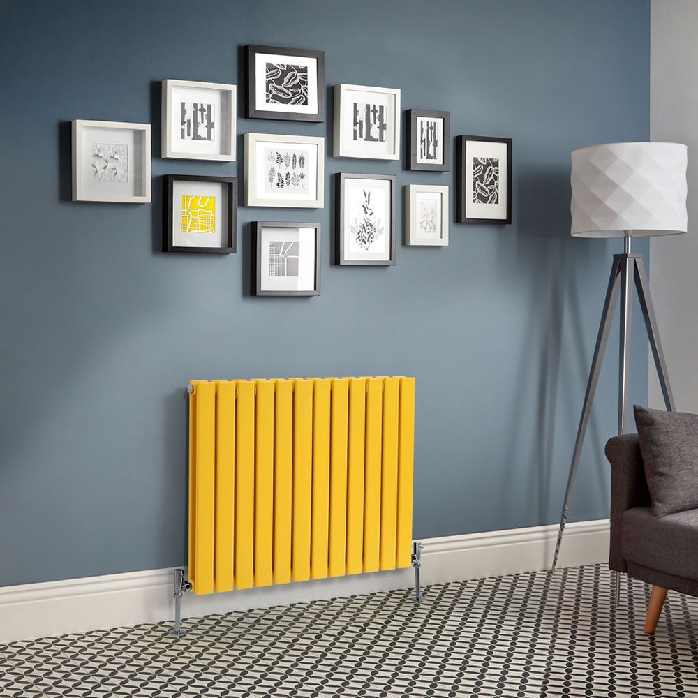Milano Alpha - Dandelion Yellow Horizontal Flat Panel Designer Radiator - 635mm Tall (Double Panel) - Choice Of Width