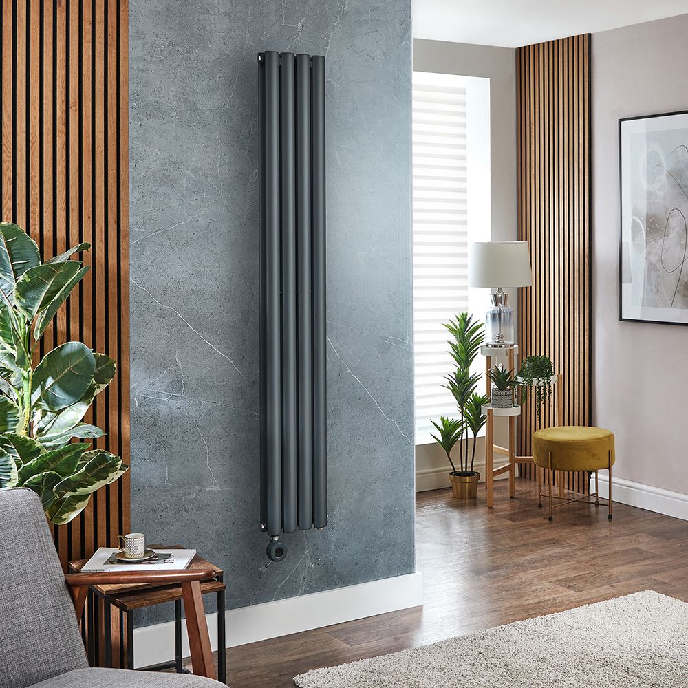 Milano x ECOSO Aruba - Electric Anthracite Vertical Designer Radiator - Choice of Size and Wi-Fi Thermostat - Plug-In and Hardwired Options