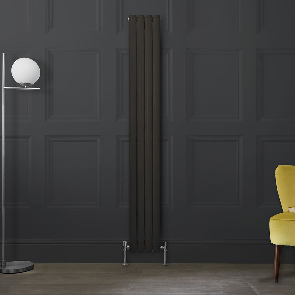 Milano Aruba - Carbon Grey Vertical Designer Radiator - 1780mm Tall (Double Panel) - Choice of Width