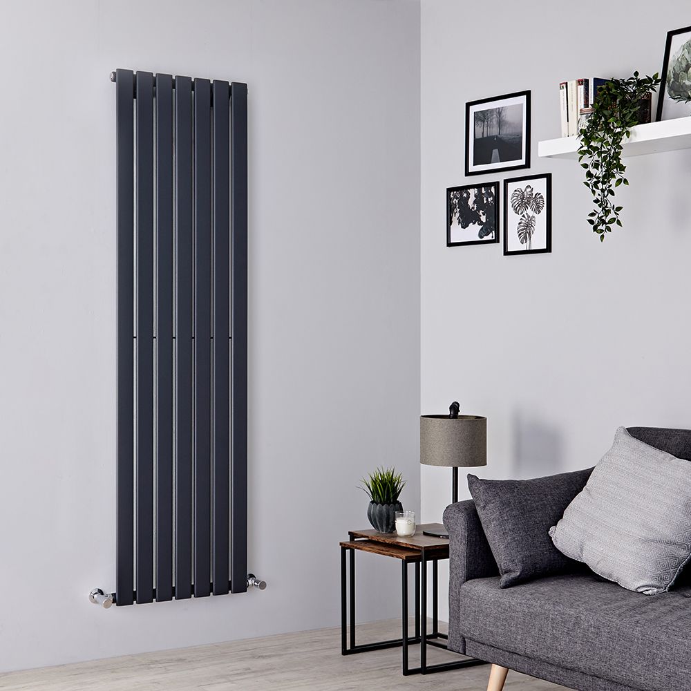 Milano Alpha - Anthracite Flat Panel Vertical Designer Radiator - 1600mm x 490mm (Single Panel)