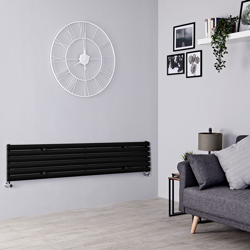 Milano Aruba - Black Horizontal Designer Radiator - 354mm x 1600mm (Single Panel)