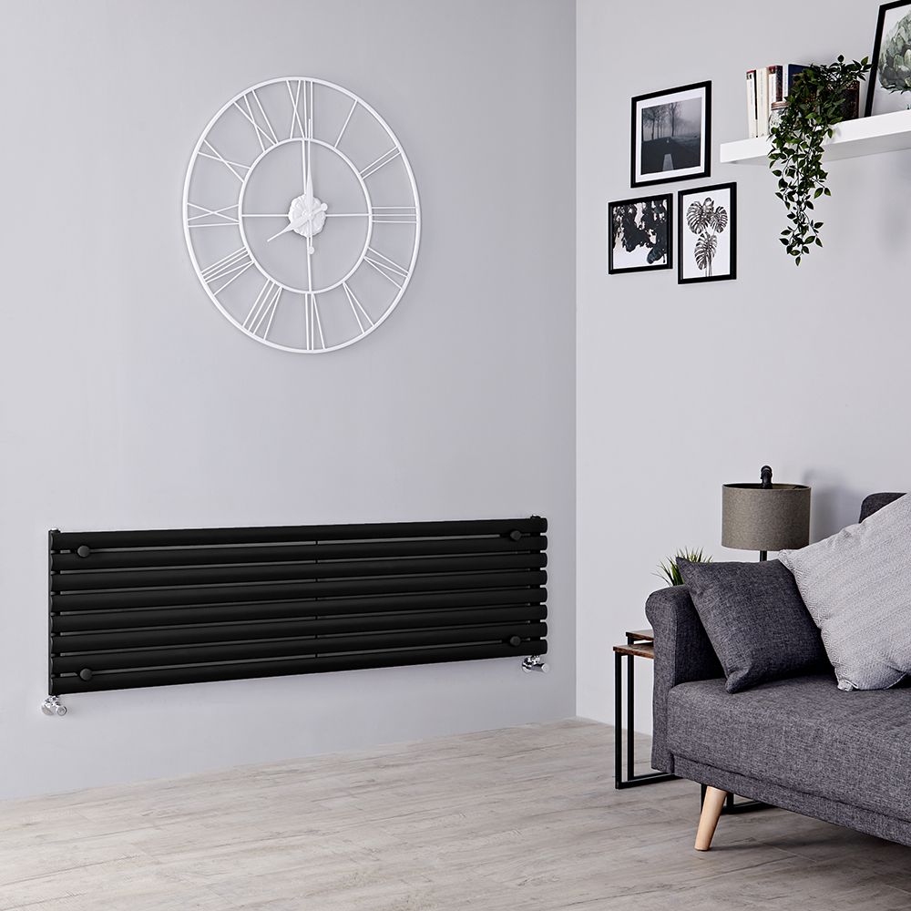 Milano Aruba - Black Horizontal Designer Radiator - 472mm x 1600mm (Single Panel)