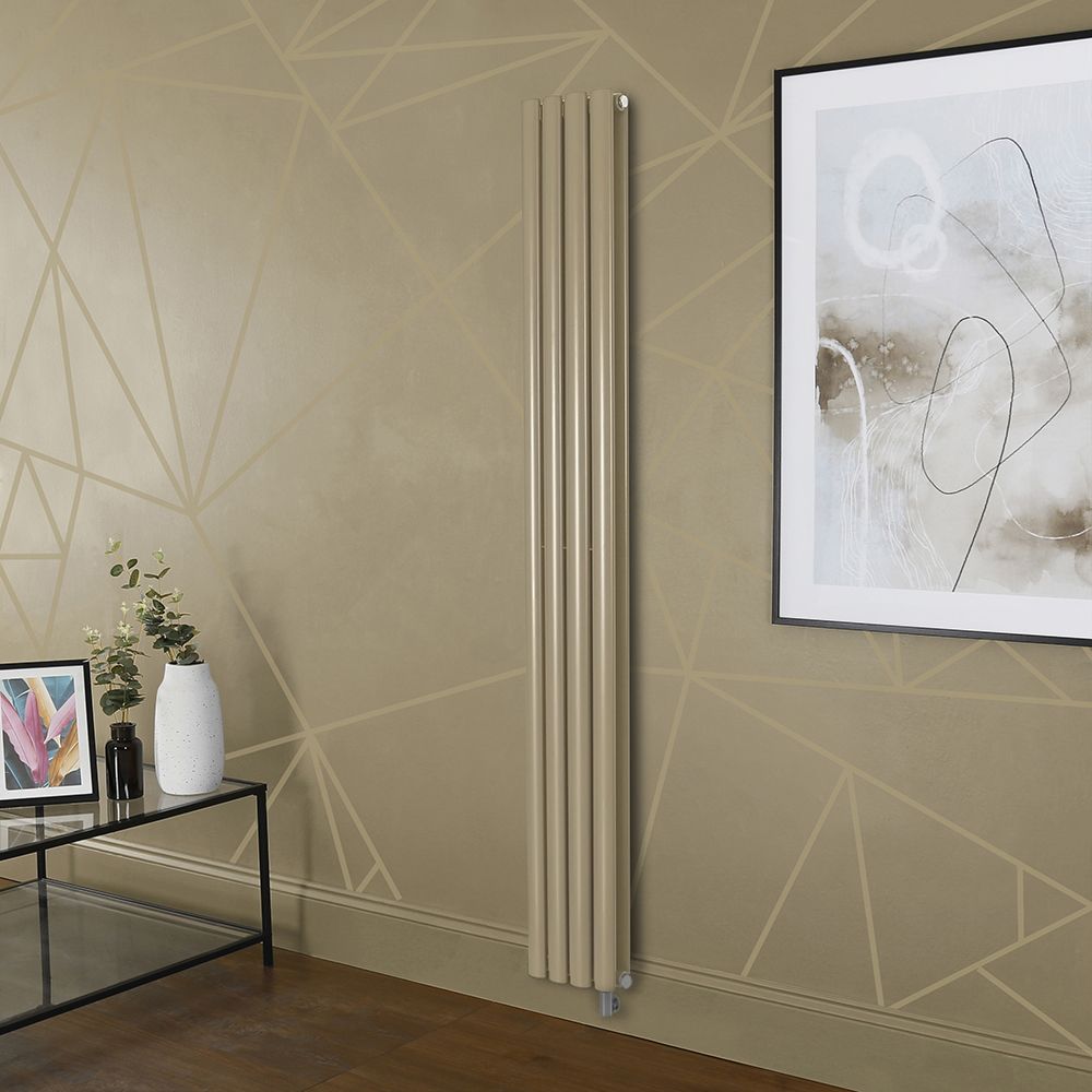 Milano Aruba Electric - Elk Brown Vertical Designer Radiator - Choice of Size, Thermostat and Cable Cover