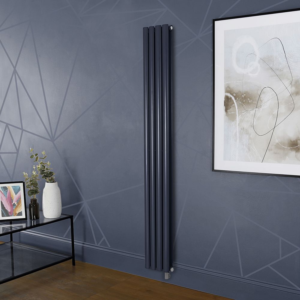 Milano Aruba Electric - Regal Blue Vertical Designer Radiator - Choice of Size, Thermostat and Cable Cover