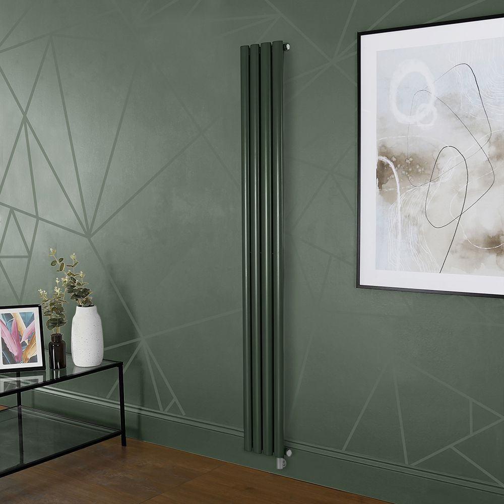 Milano Aruba Electric - Evergreen Vertical Designer Radiator - Choice of Size, Thermostat and Cable Cover